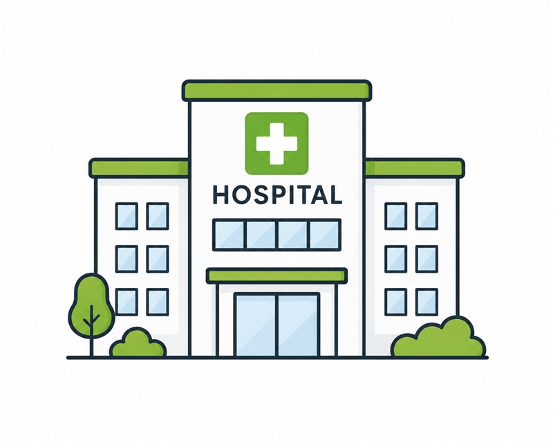 Illustration of a mid-size hospital building