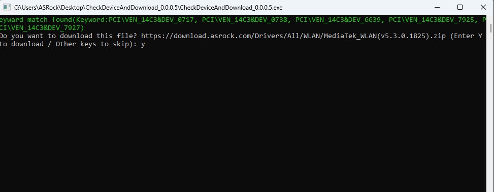 Press Y key to download the drivers