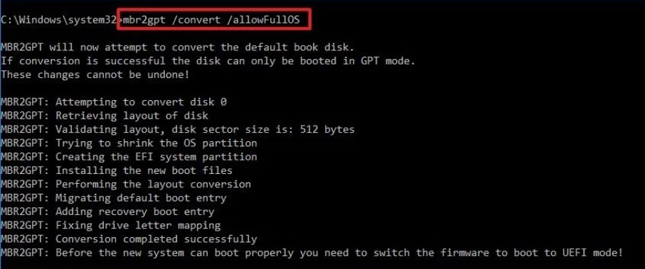 Type the command 