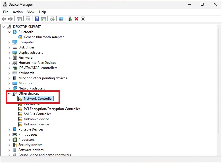In Device Manager, check under Network adapters